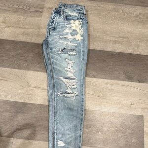 Stylish Ripped Light Blue Jeans